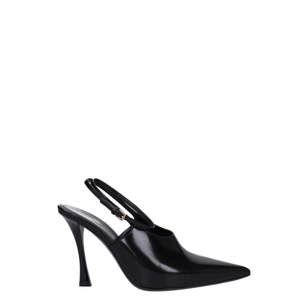 Black Leather High Heel Pumps