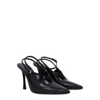 Black Leather High Heel Pumps