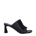 Black Leather Stiletto Heel Sandals