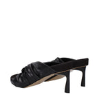 Black Leather Stiletto Heel Sandals