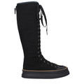 Schwarze Schnürstiefeletten aus Stoff