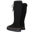 Schwarze Schnürstiefeletten aus Stoff