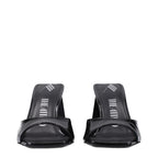 Black Leather Stiletto Heel Sandals