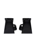 Black Leather Stiletto Heel Sandals