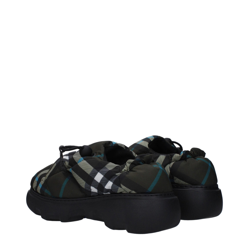 Green Fabric Slip-On Loafers