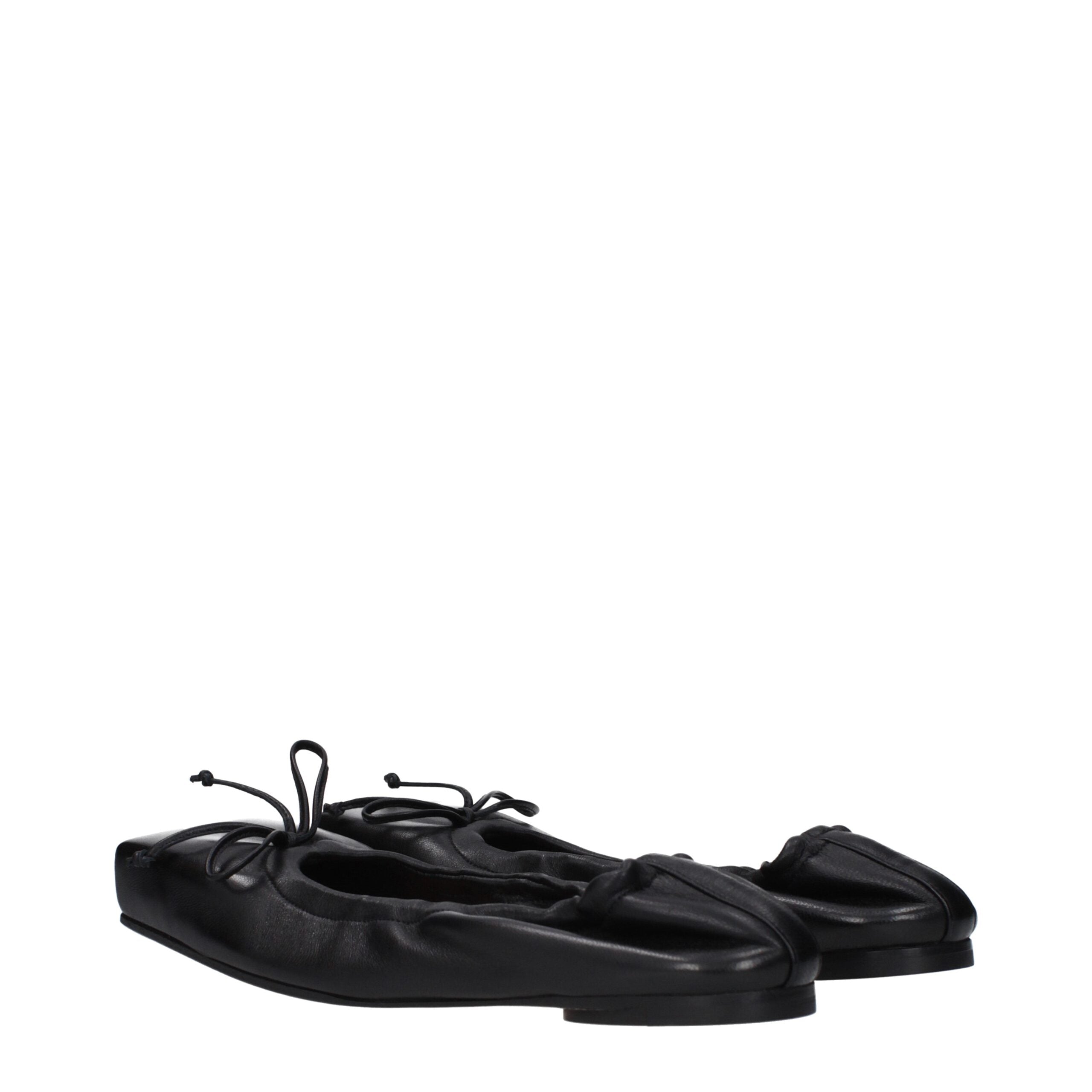 Ballettflats aus schwarzem Leder