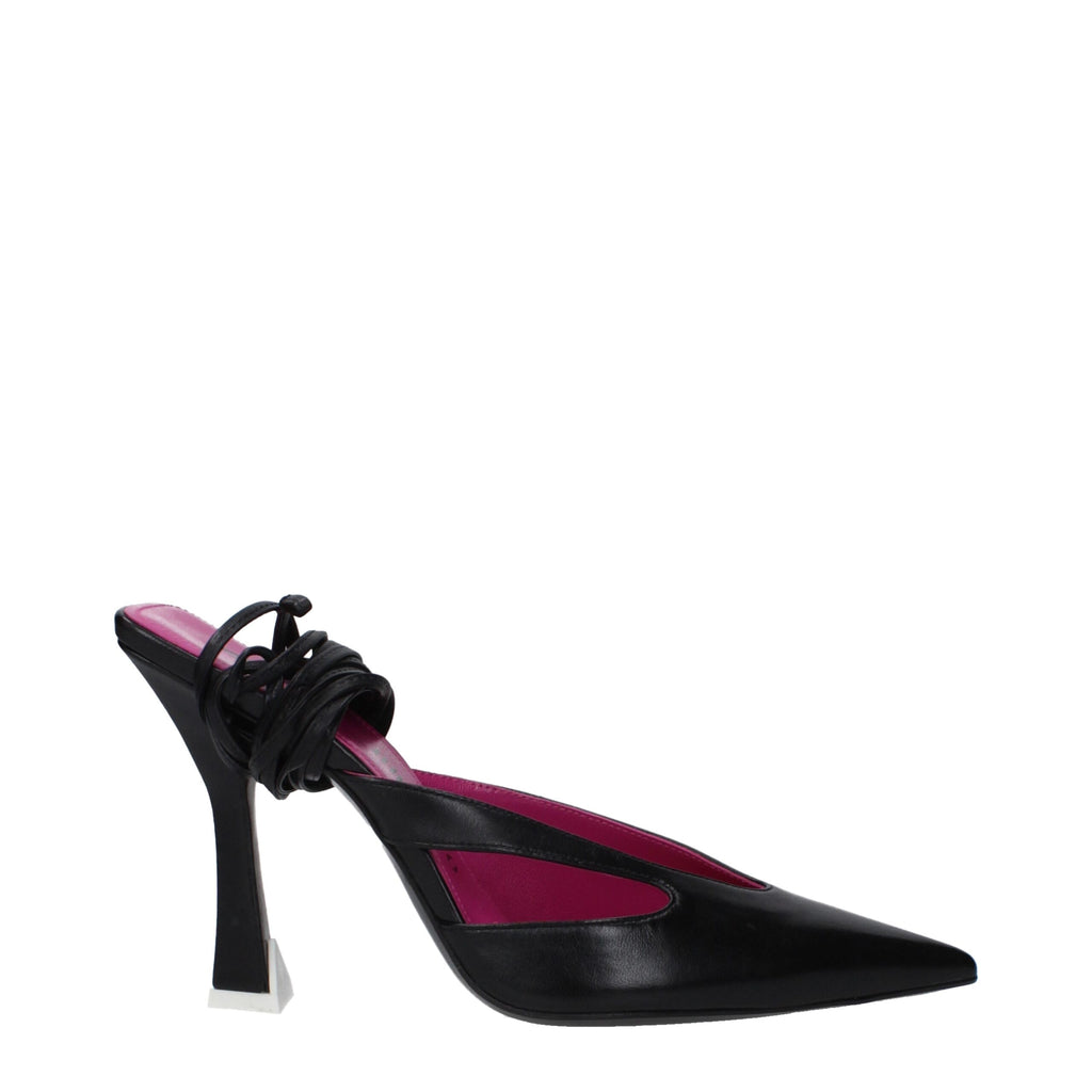 Sandaletten mit Stilettoabsatz aus schwarzem Leder