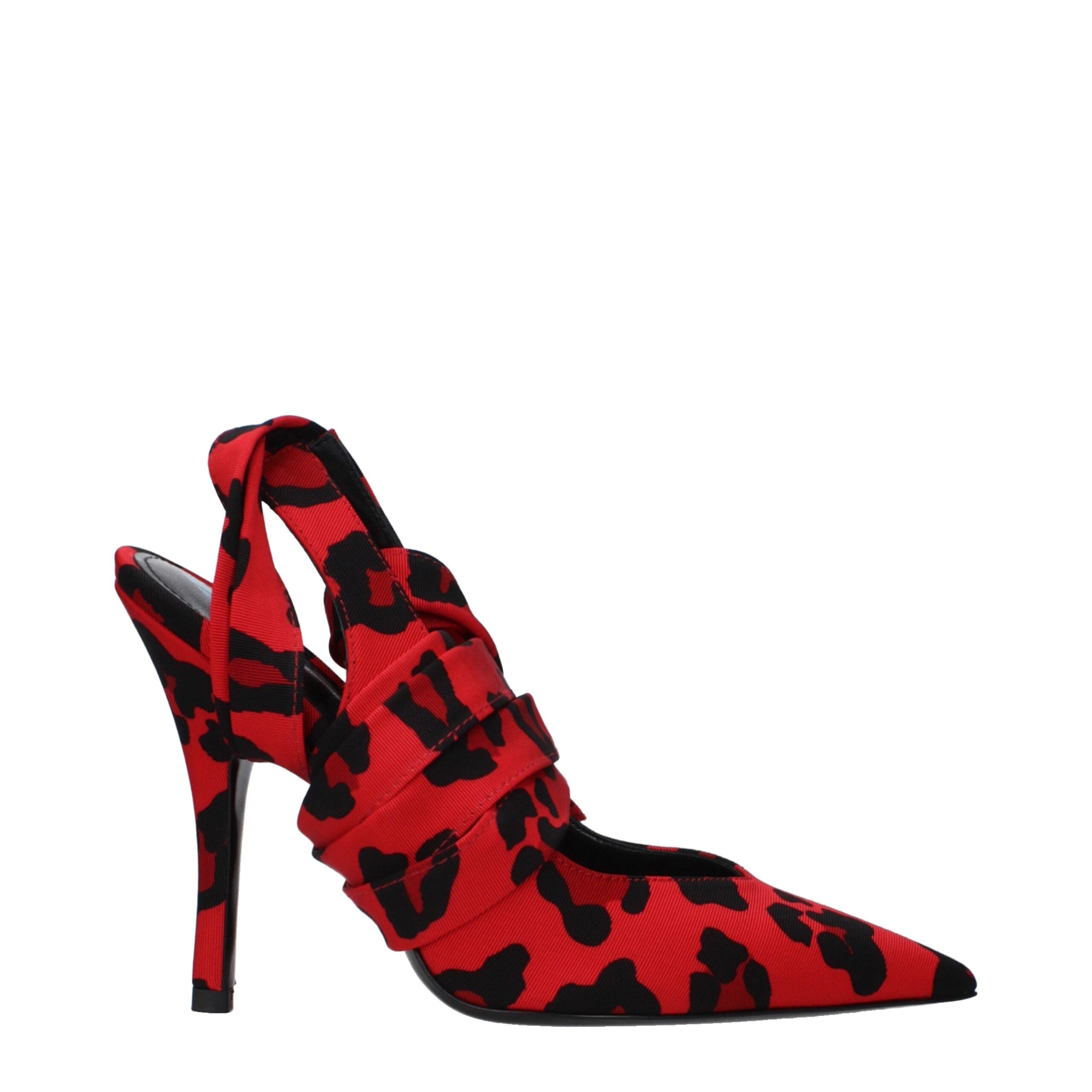 Décolleté con tacco alto in tessuto rosso
