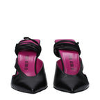 Sandaletten mit Stilettoabsatz aus schwarzem Leder