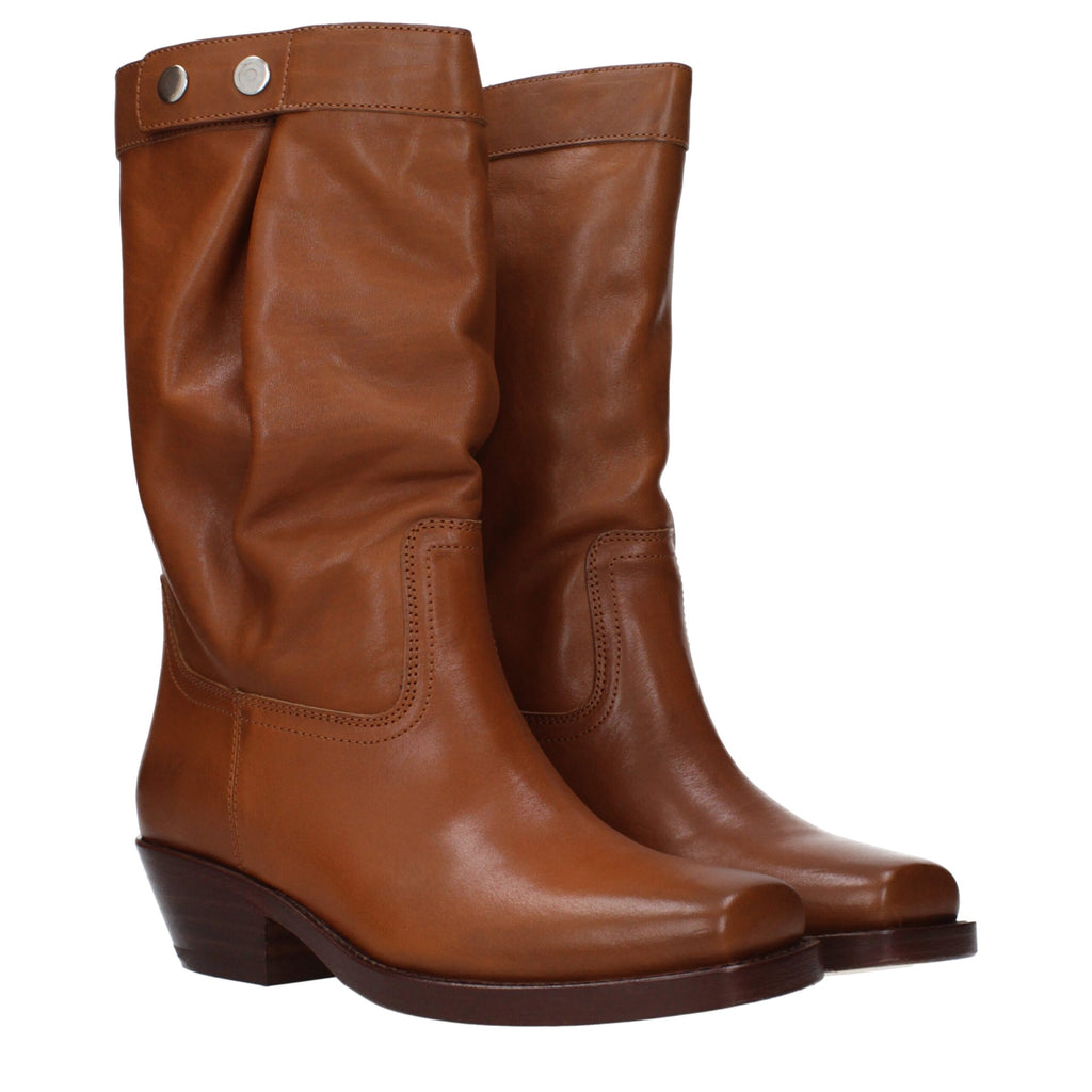 Braune Leder-Stiefeletten