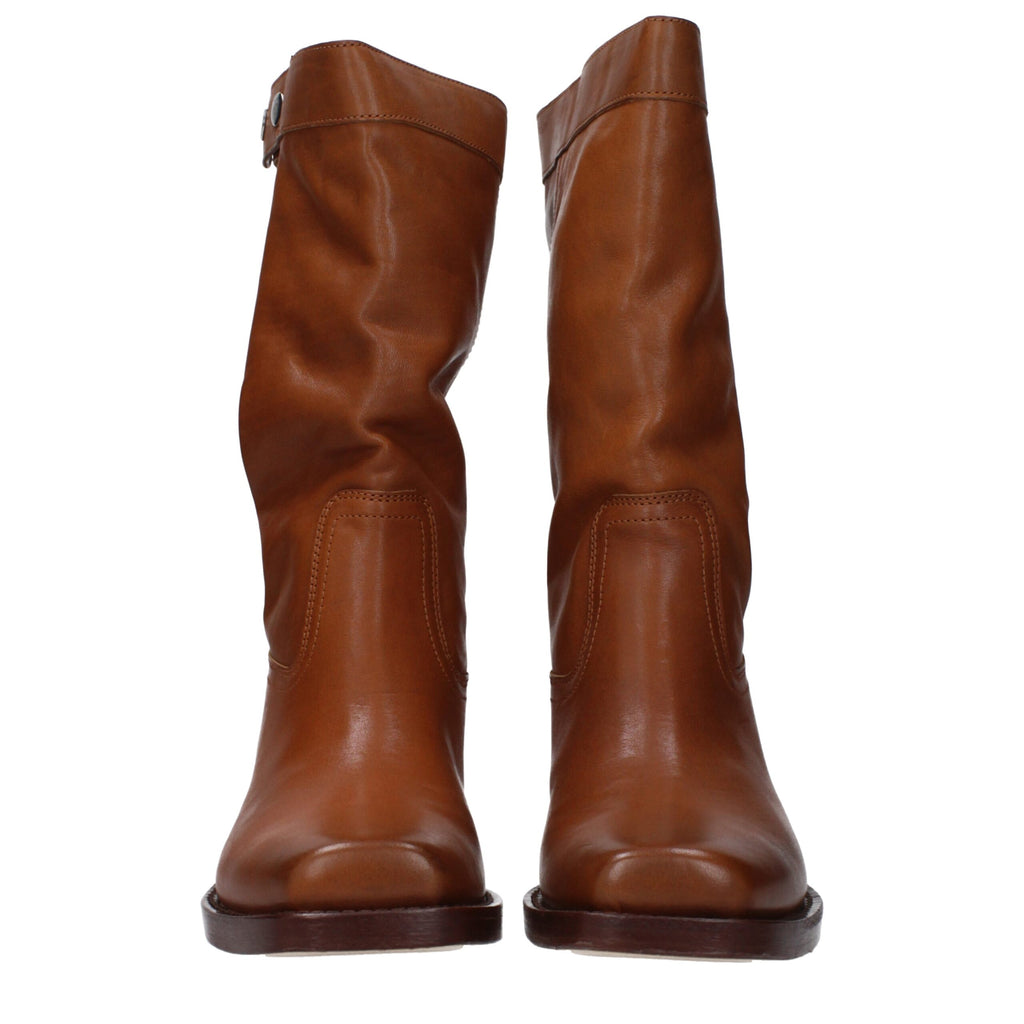 Braune Leder-Stiefeletten