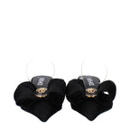 Schwarze flache Satinsandalen