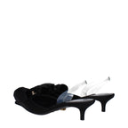 Schwarze flache Satinsandalen