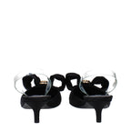 Schwarze flache Satinsandalen