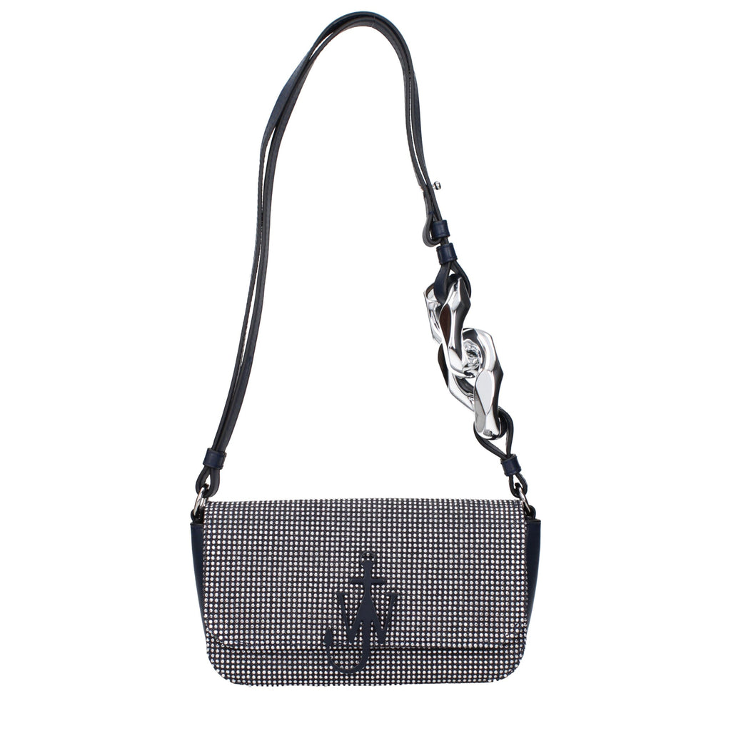 Schultertasche aus blauem Stoff