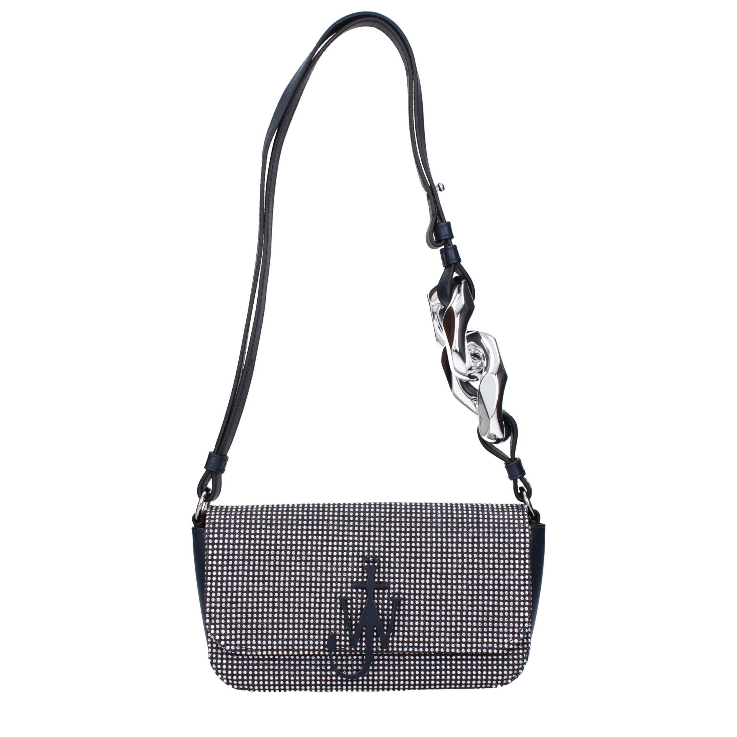 Schultertasche aus blauem Stoff
