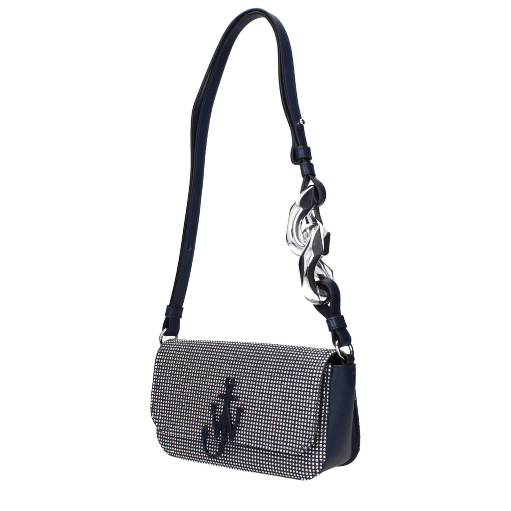 Schultertasche aus blauem Stoff