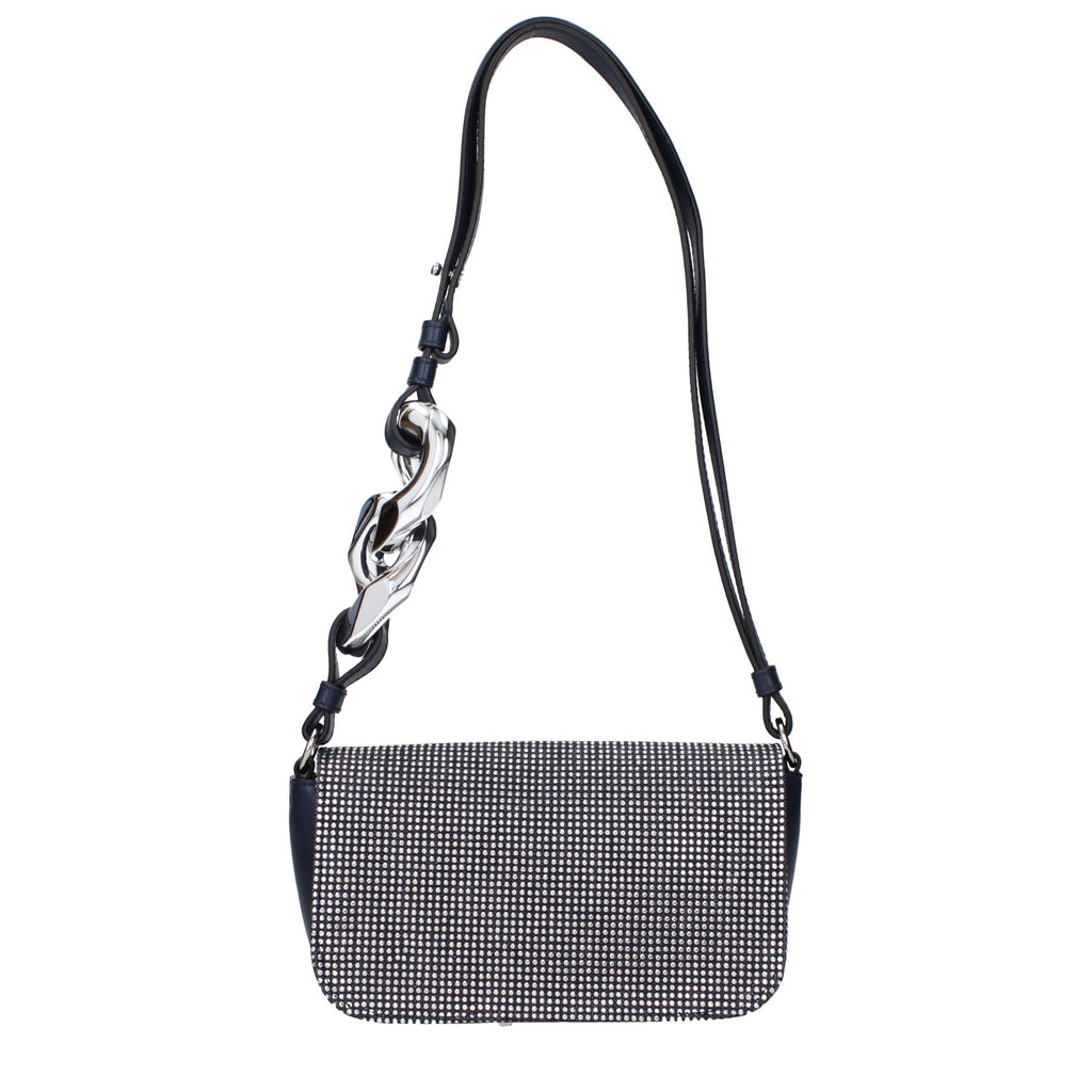Schultertasche aus blauem Stoff