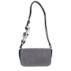 Schultertasche aus blauem Stoff
