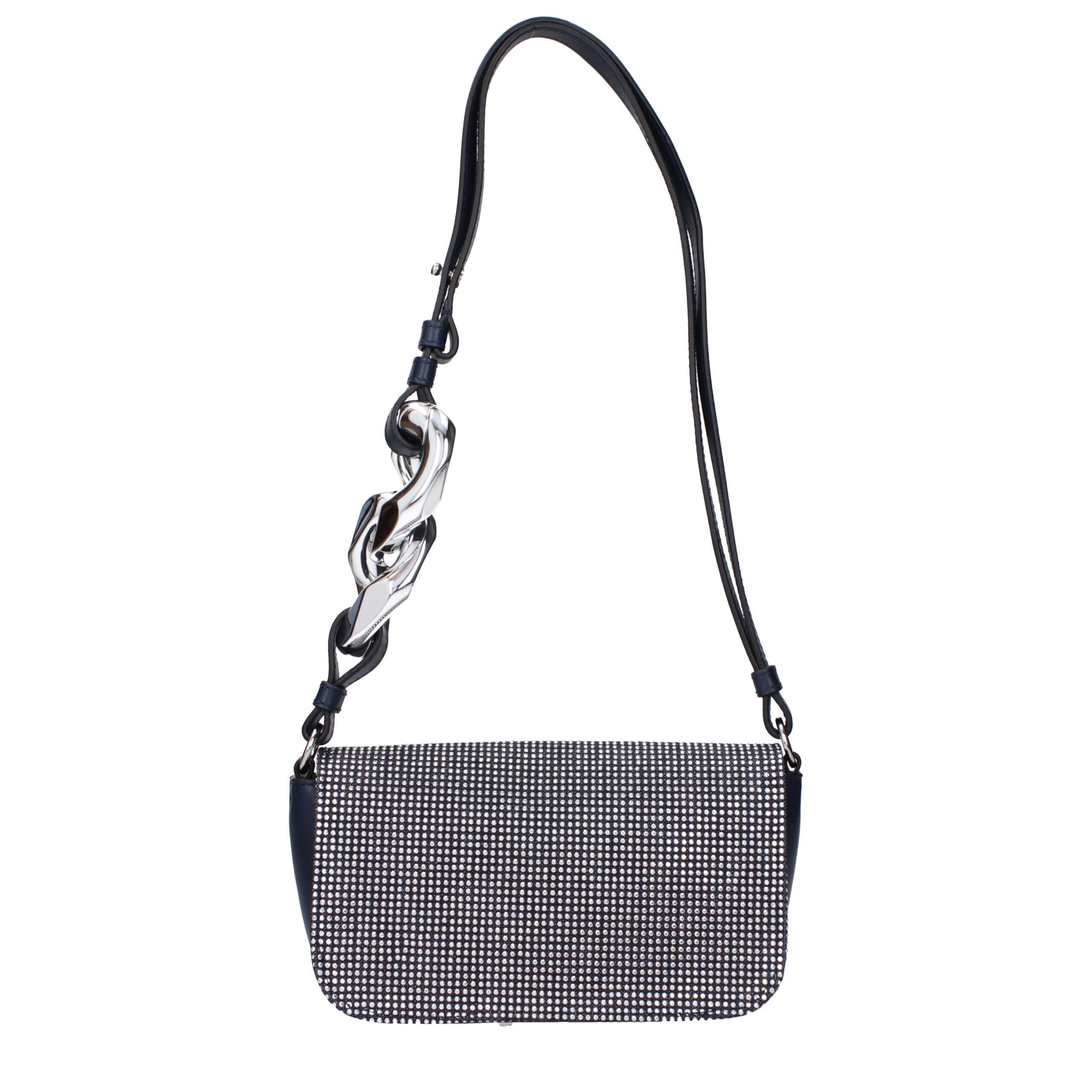 Schultertasche aus blauem Stoff