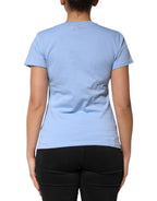 Blue Love Story Sequined Embellished Short Sleeves T-shirt