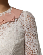 White Floral Lace Short Sleeves Blouse Top