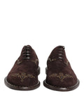 Braune Oxford-Schnürschuhe aus Samt