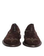 Braune Oxford-Schnürschuhe aus Samt