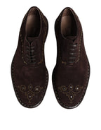 Braune Oxford-Schnürschuhe aus Samt
