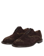 Braune Oxford-Schnürschuhe aus Samt