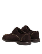 Braune Oxford-Schnürschuhe aus Samt
