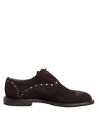 Braune Oxford-Schnürschuhe aus Samt