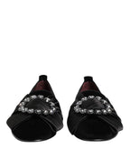 Black VATICANO Crystal Ribbon Slip On Schuhe