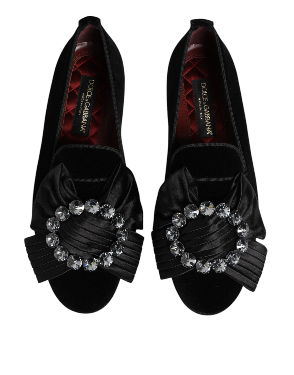 Black VATICANO Crystal Ribbon Slip On Schuhe