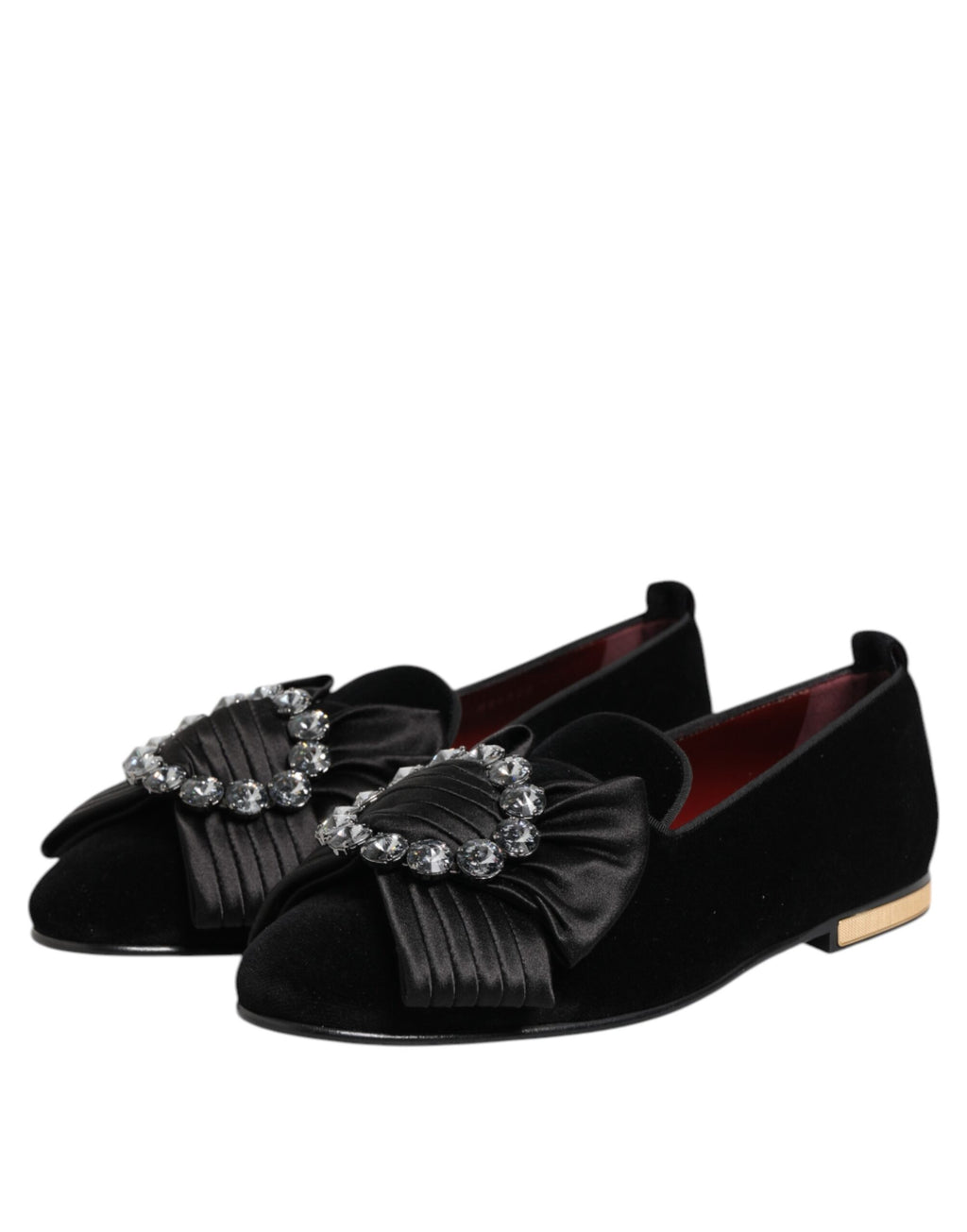 Black VATICANO Crystal Ribbon Slip On Schuhe