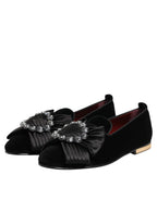 Black VATICANO Crystal Ribbon Slip On Schuhe