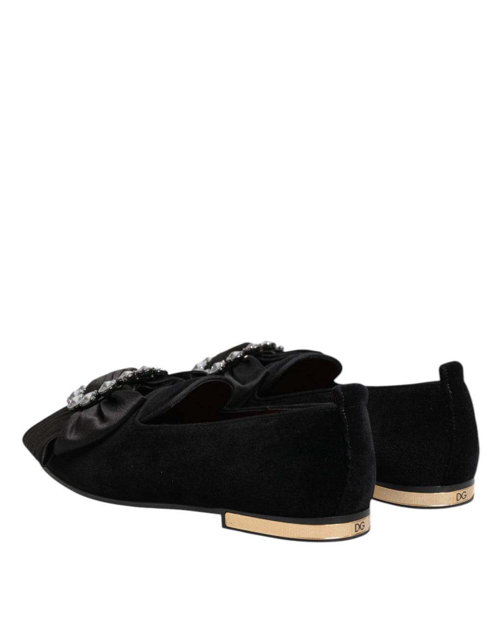 Black VATICANO Crystal Ribbon Slip On Schuhe