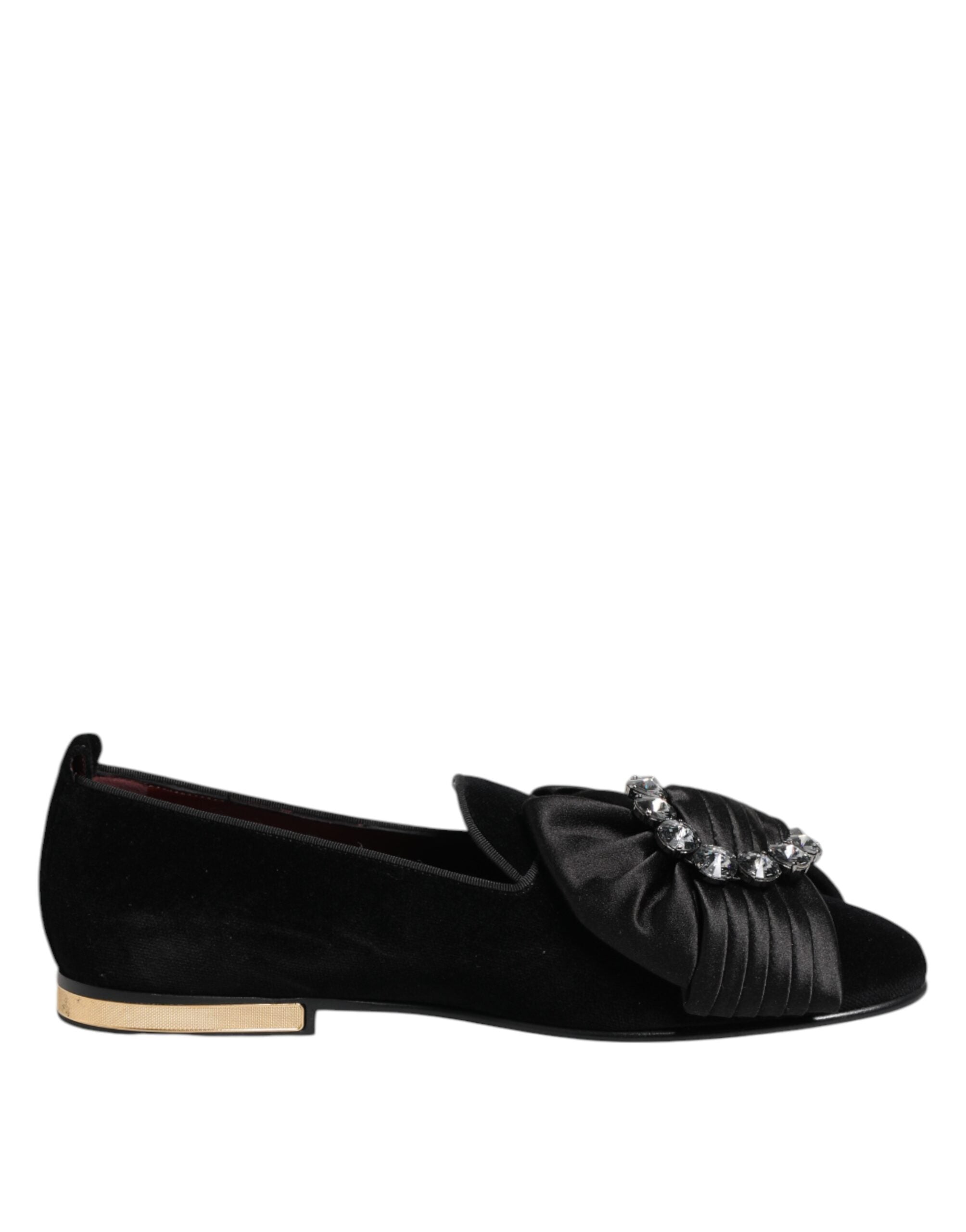Black VATICANO Crystal Ribbon Slip On Schuhe