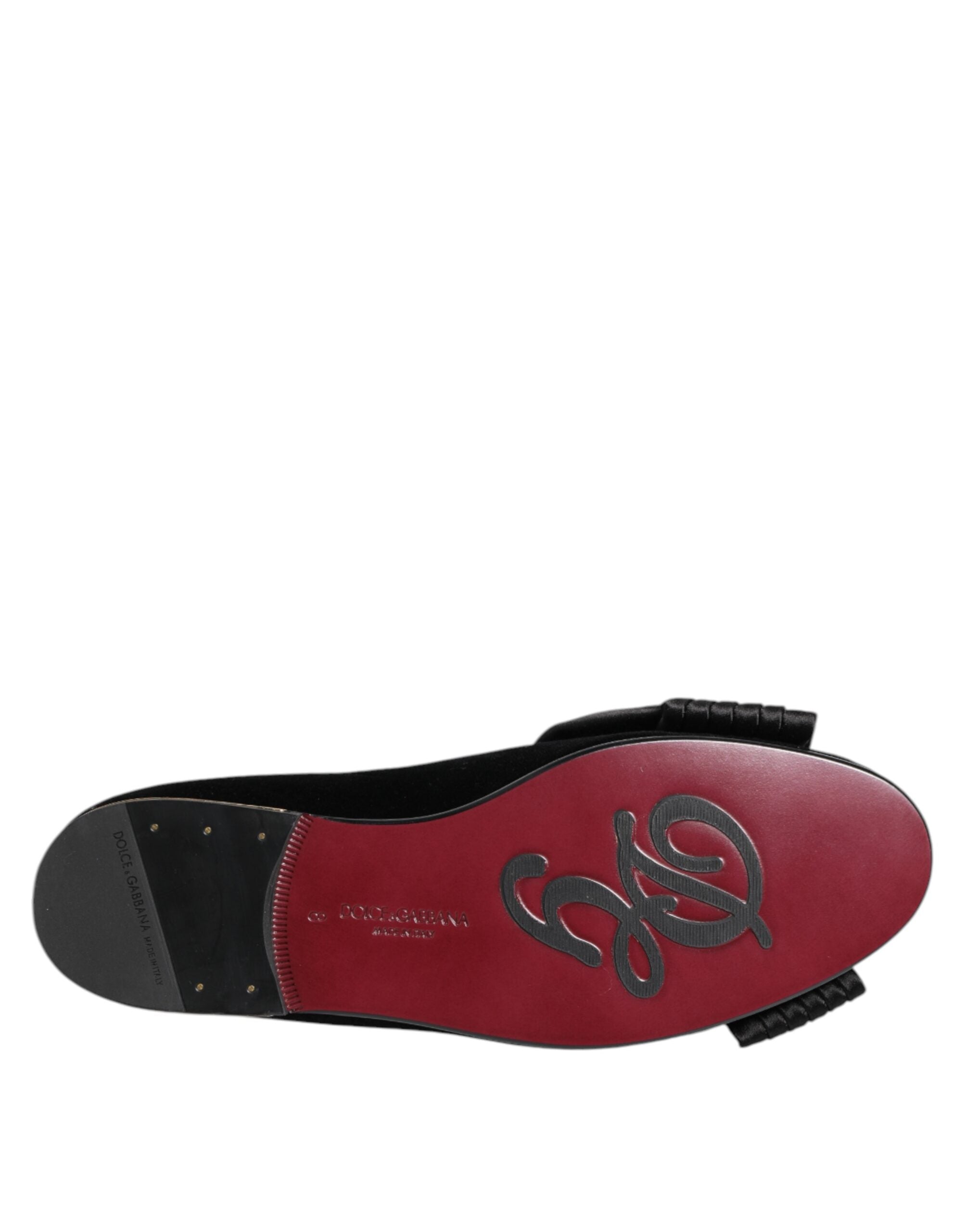 Black VATICANO Crystal Ribbon Slip On Schuhe