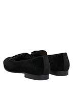 Schwarze Samt Loafer Formelle Herren Anzugschuhe