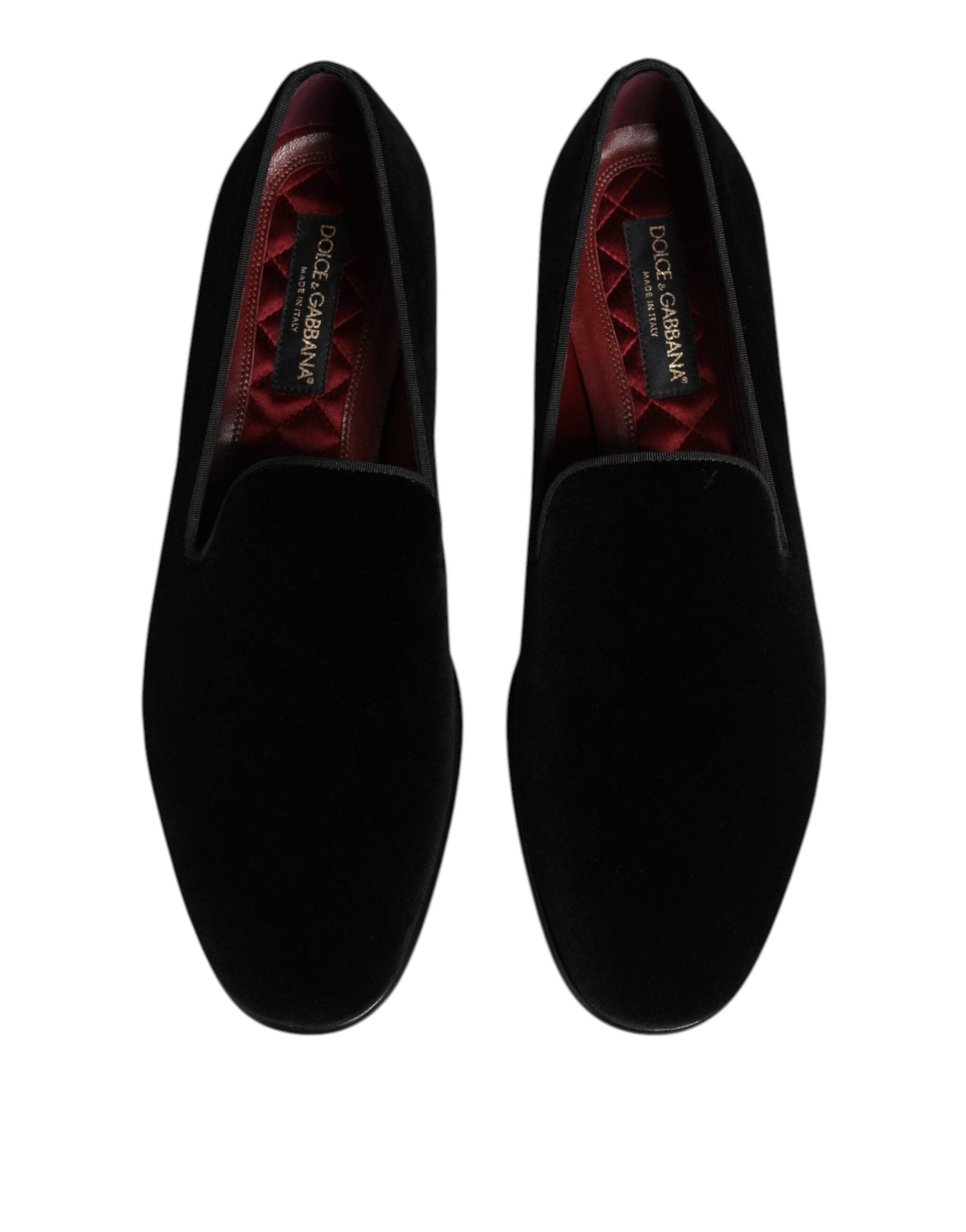 Black Velvet Slip-On Loafers Men's Formal Shoes
