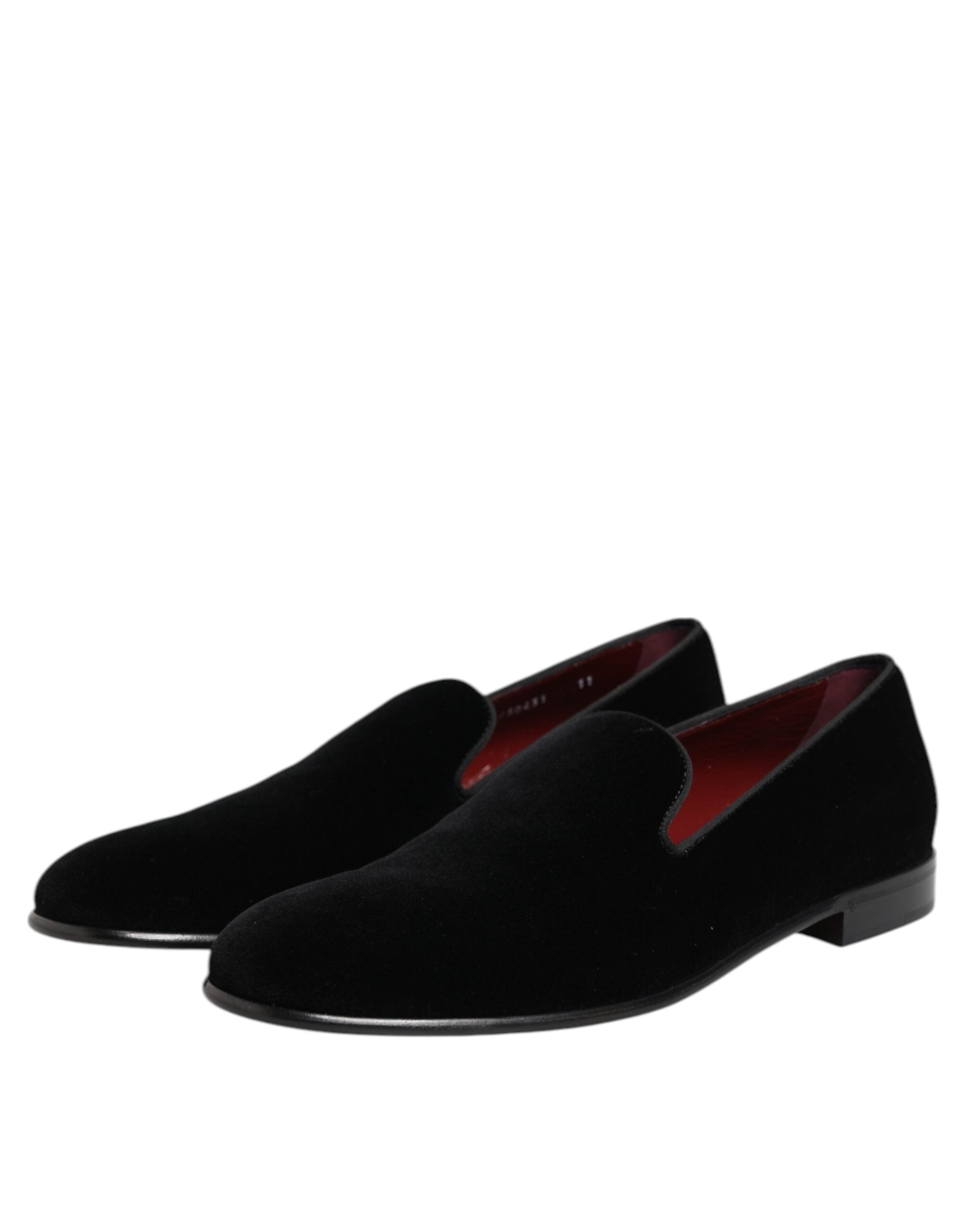 Black Velvet Slip-On Loafers Men's Formal Shoes