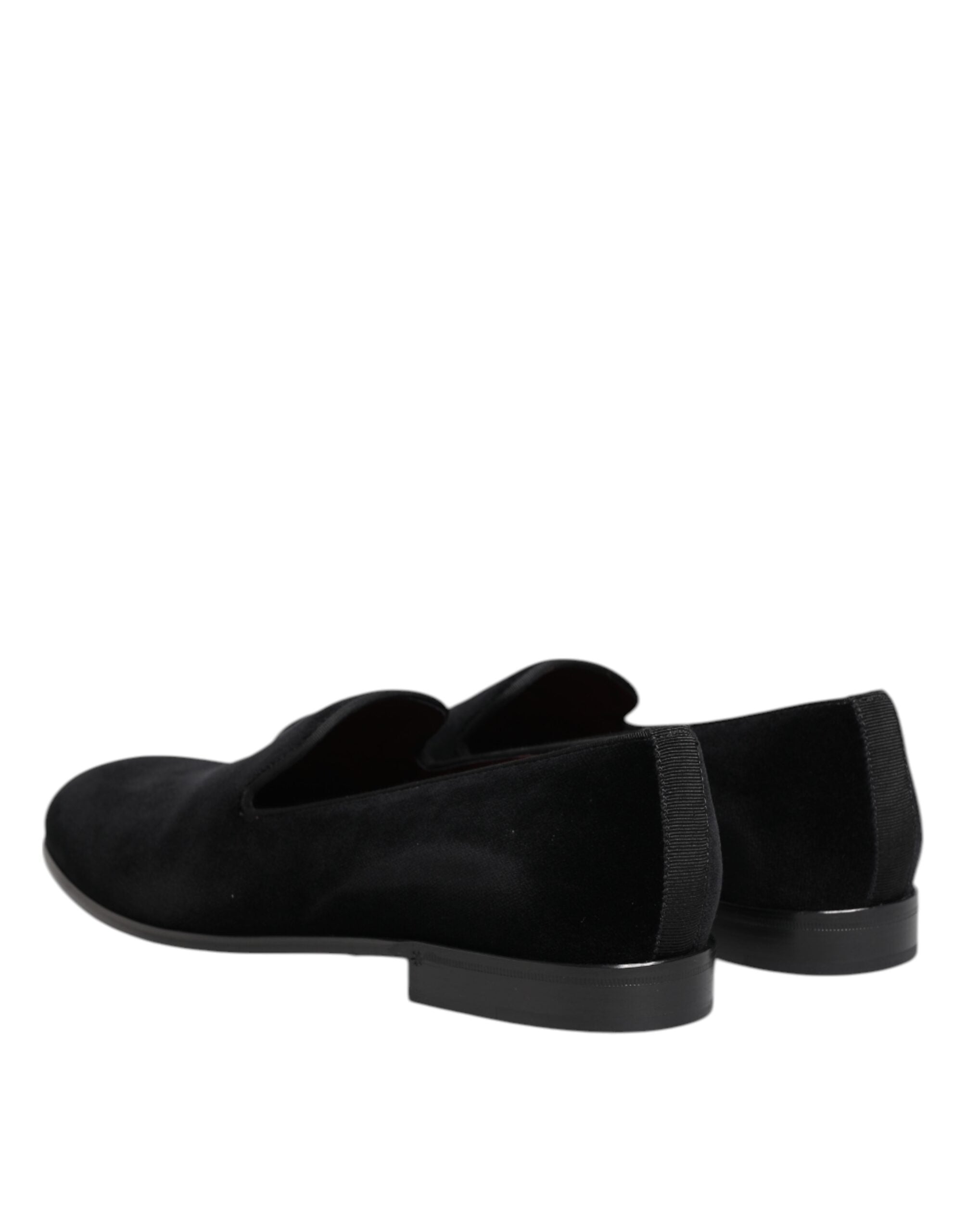 Black Velvet Slip-On Loafers Men's Formal Shoes