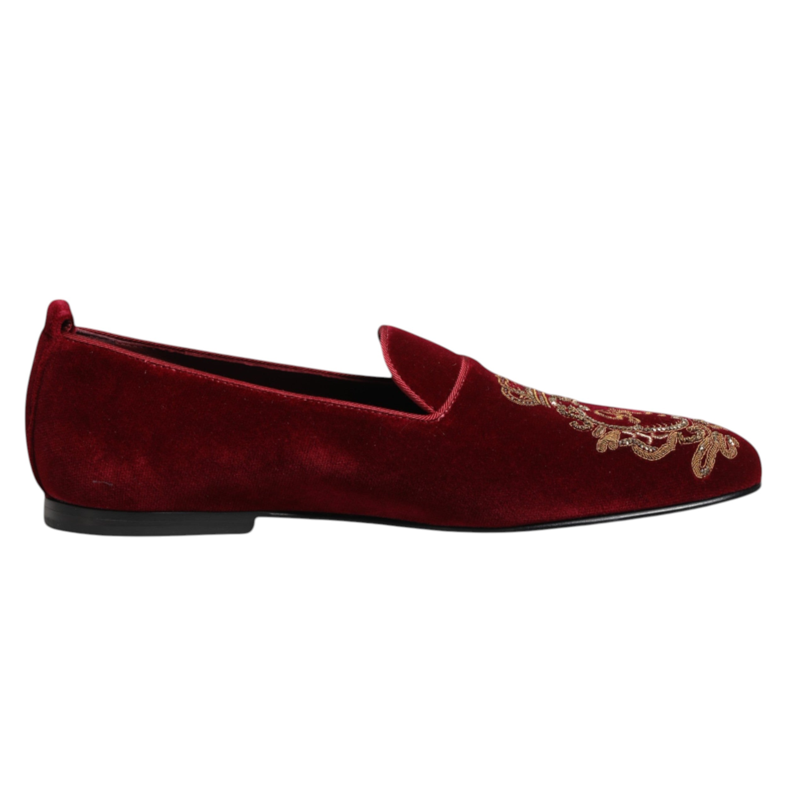 Red Velvet Gold Crown Men's Loafers Shoes