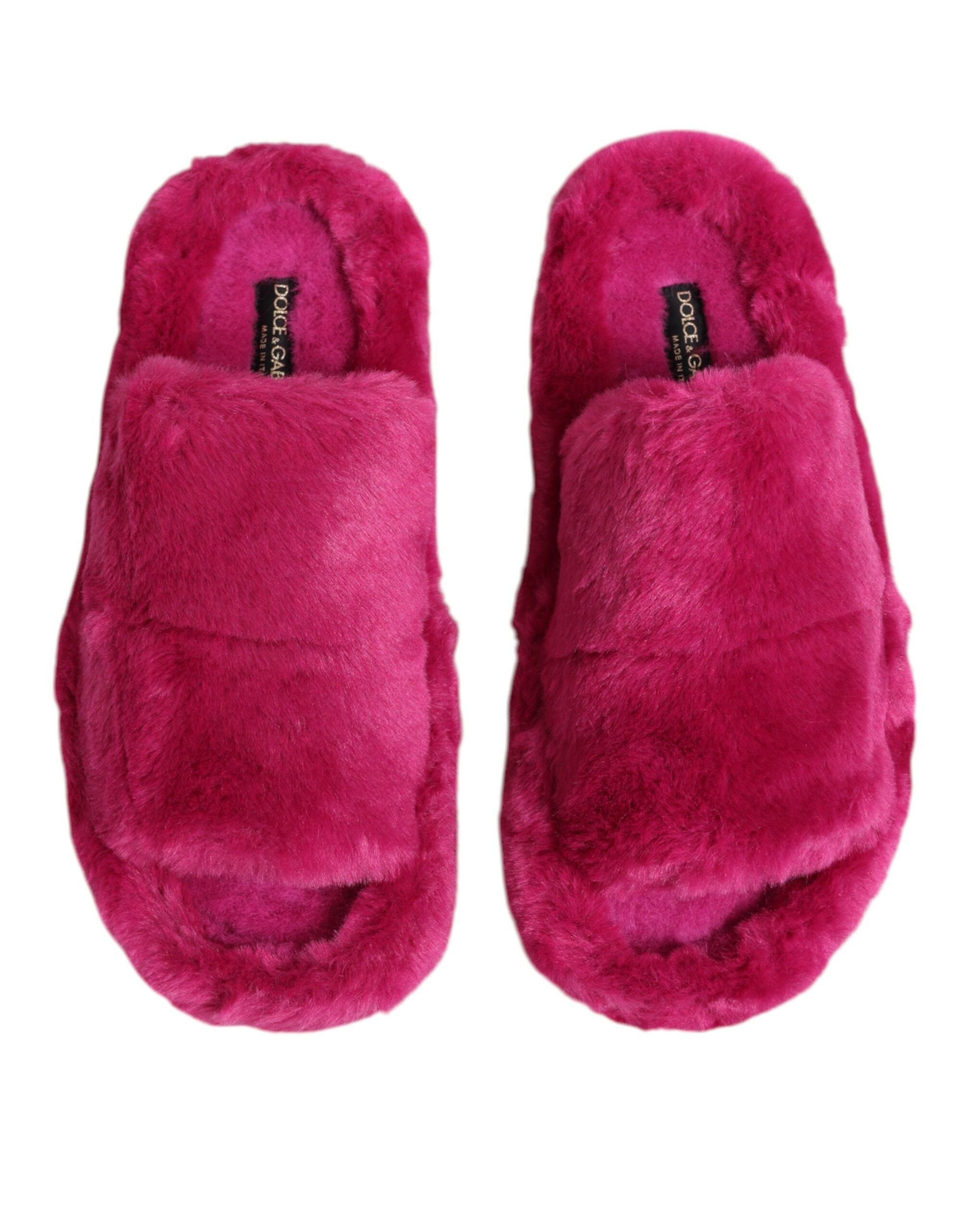 Pink Acrylic Faux Fur Men's Flat Sandals Shoes