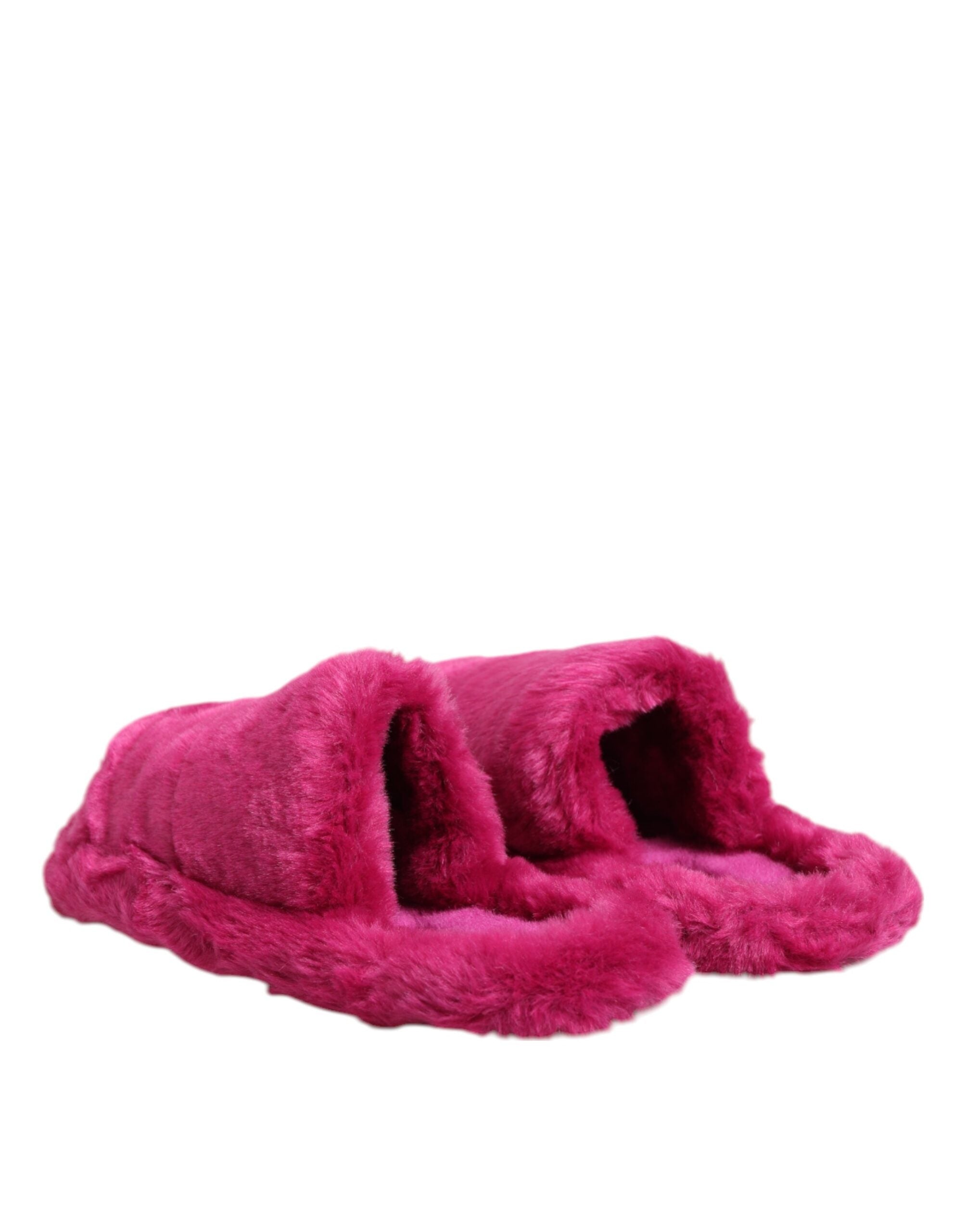 Pink Acrylic Faux Fur Men's Flat Sandals Shoes