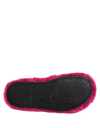 Pink Acrylic Faux Fur Mens Flats Sandals Shoes