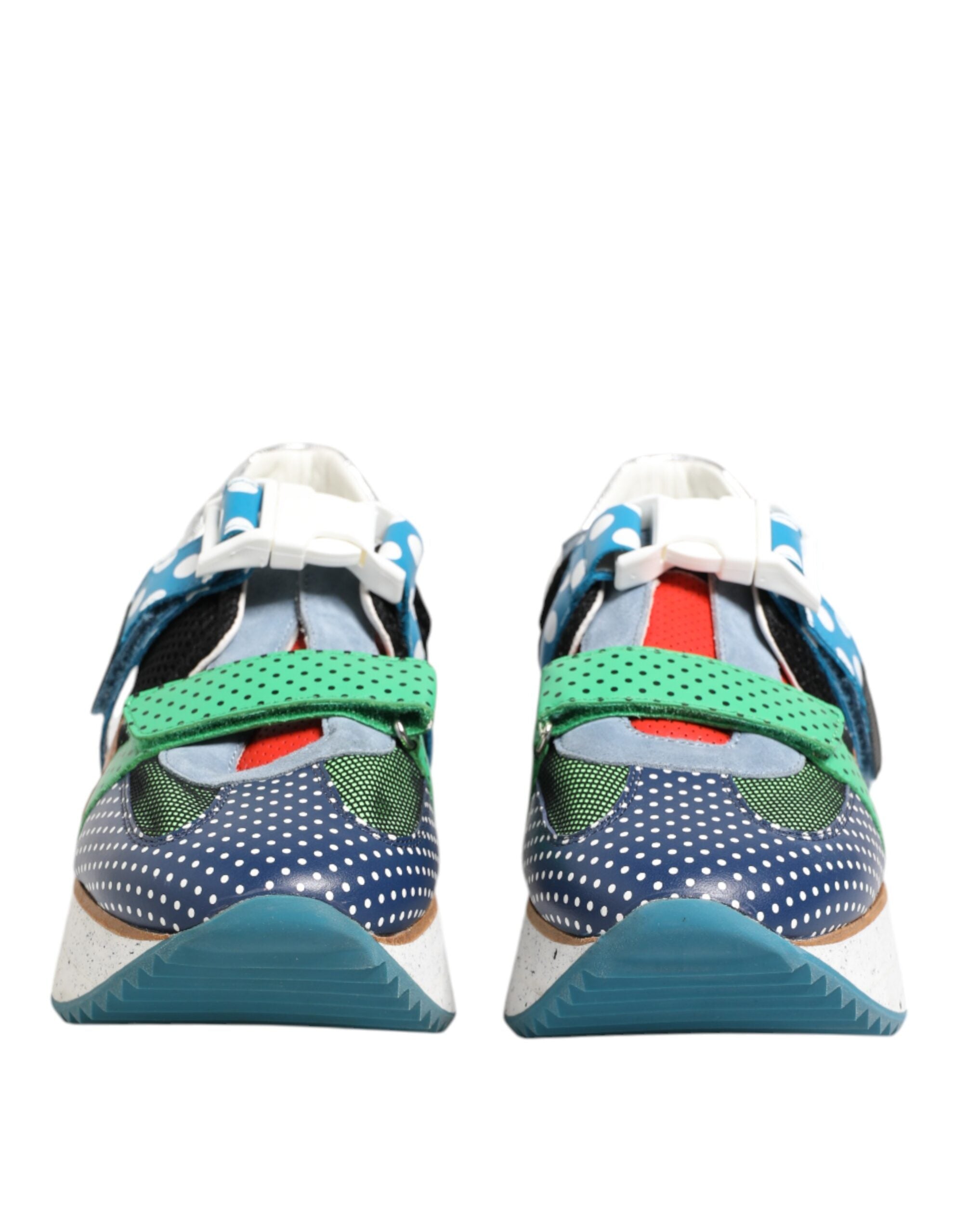 Mehrfarbige Leder-Low-Top-Sneakers
