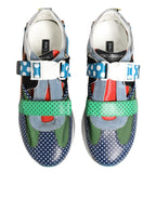Mehrfarbige Leder-Low-Top-Sneakers