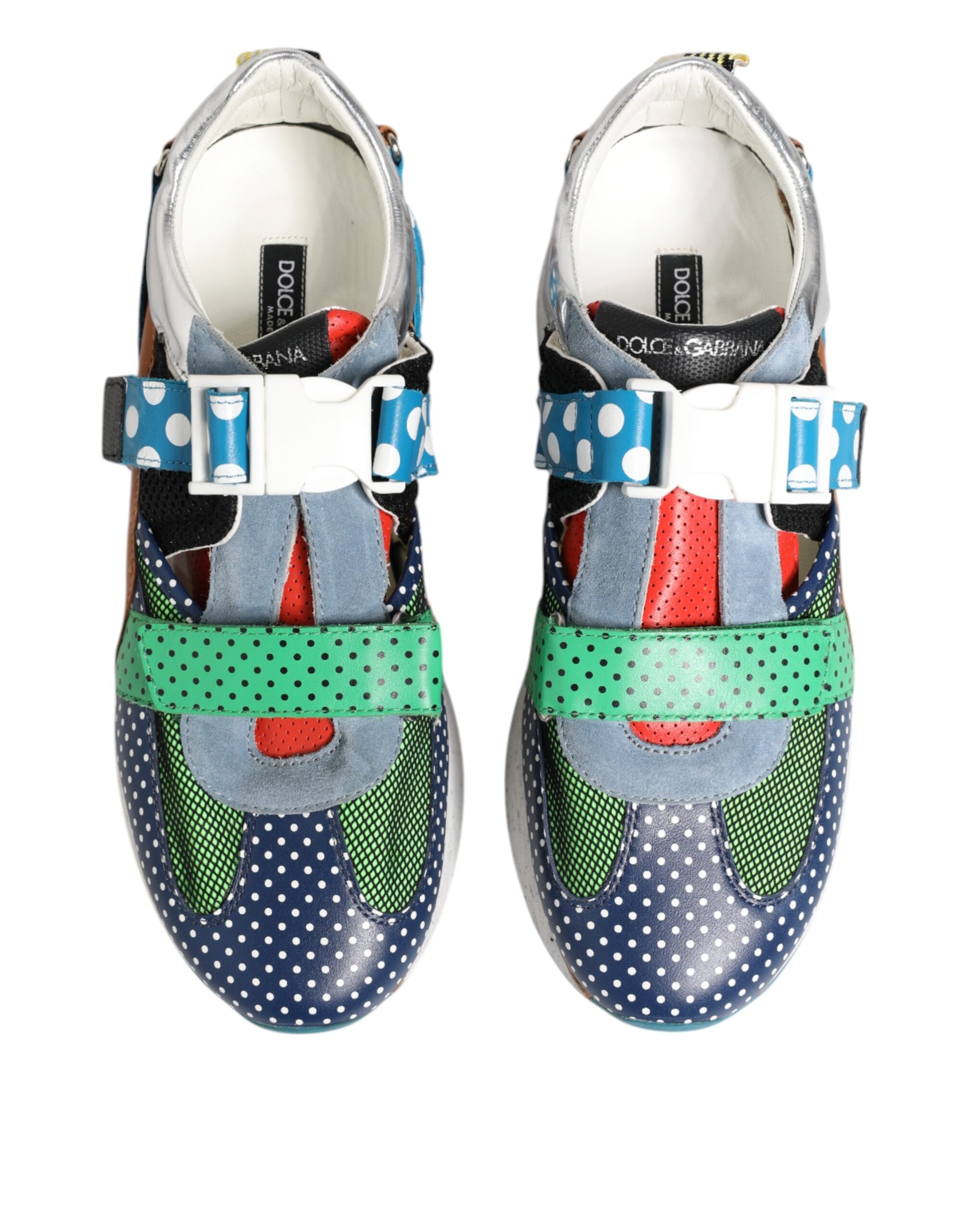 Mehrfarbige Leder-Low-Top-Sneakers